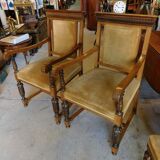 Pair of solid cedar armchairs from the end of the 19th century