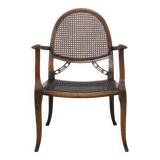 Classic English Armchair in Oak and Rattan