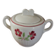 Sugar bowl ceramic Jacques Lunéville red flowers Art Deco
