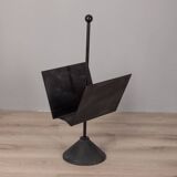 Porte-revues vintage années 80 en métal noir, design porada arredi