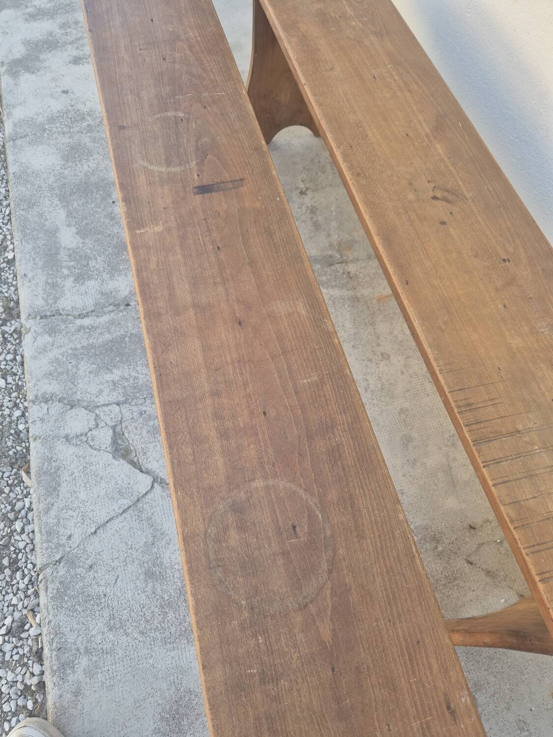 Pair of antique rustic farmhouse benches