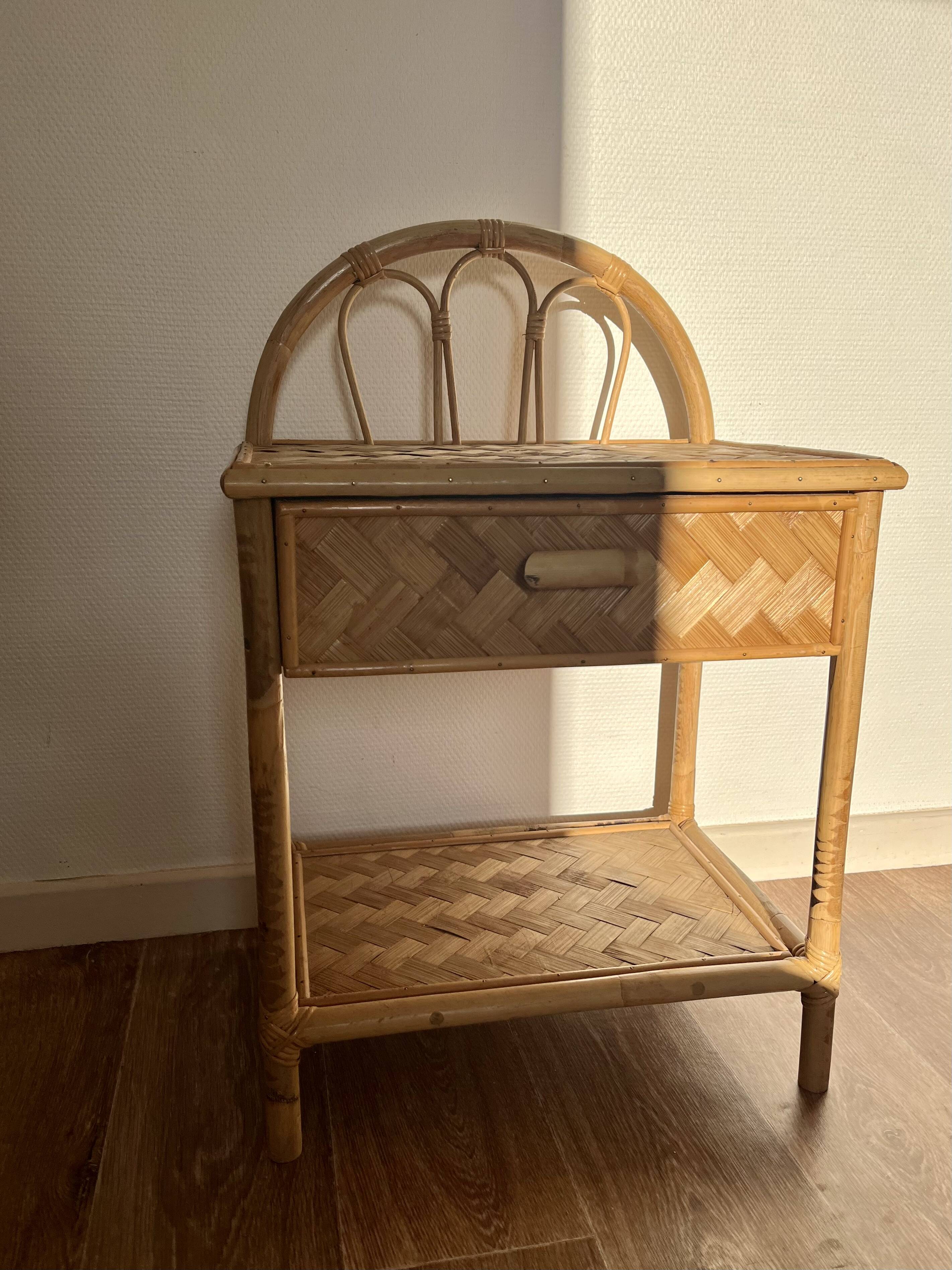 Vintage bamboo bedside table
