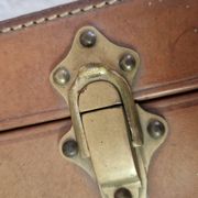 Antique leather and brass trunk/suitcase, high-end luggage circa 1930