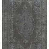 Handwoven oriental overdyed 206 cm x 327 cm grey wool carpet