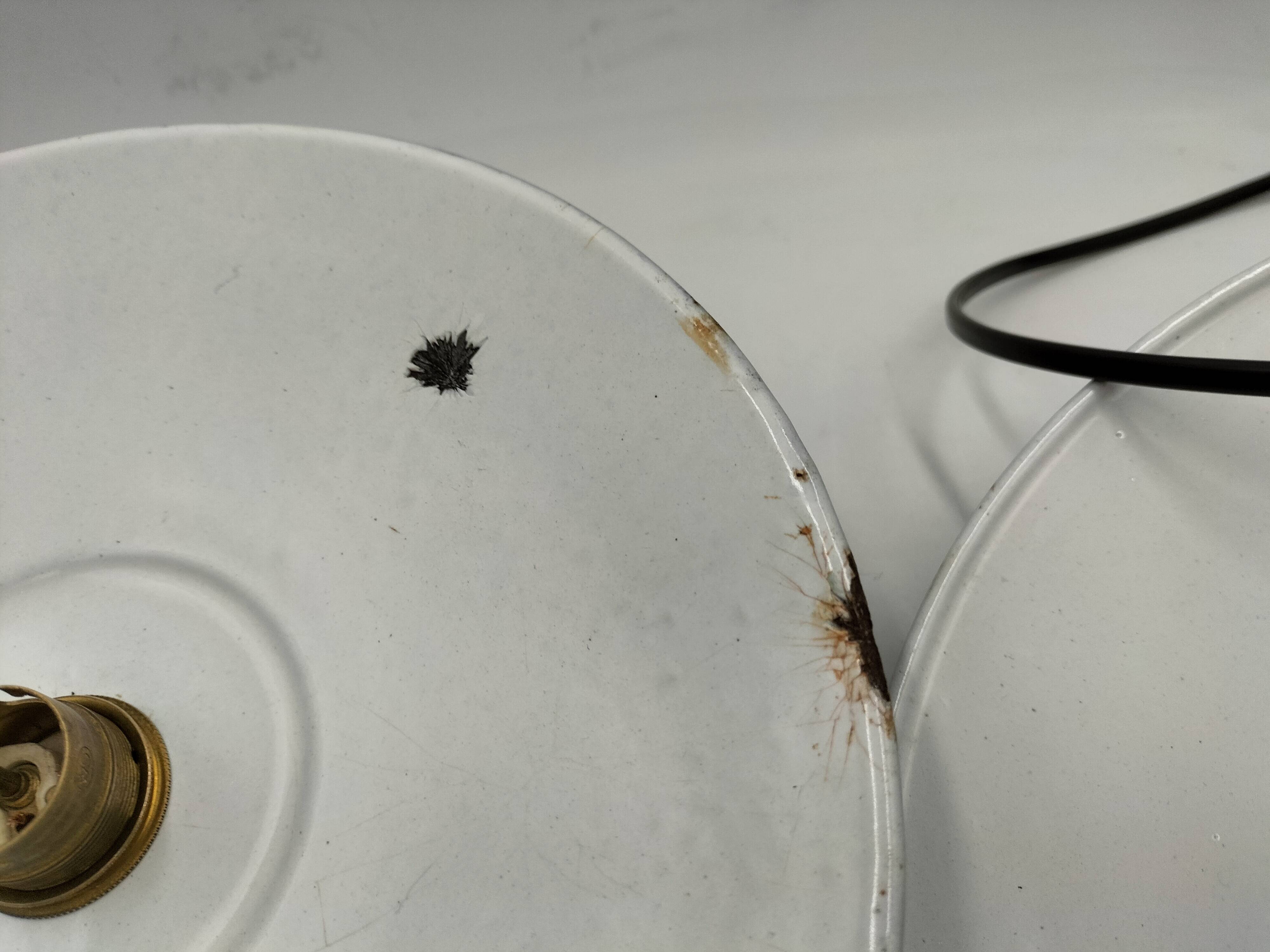 Enameled sheet metal pendant lights