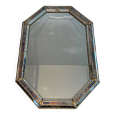 Octagonal Faceted Mirror with Brass Garlands — French Work, Glass