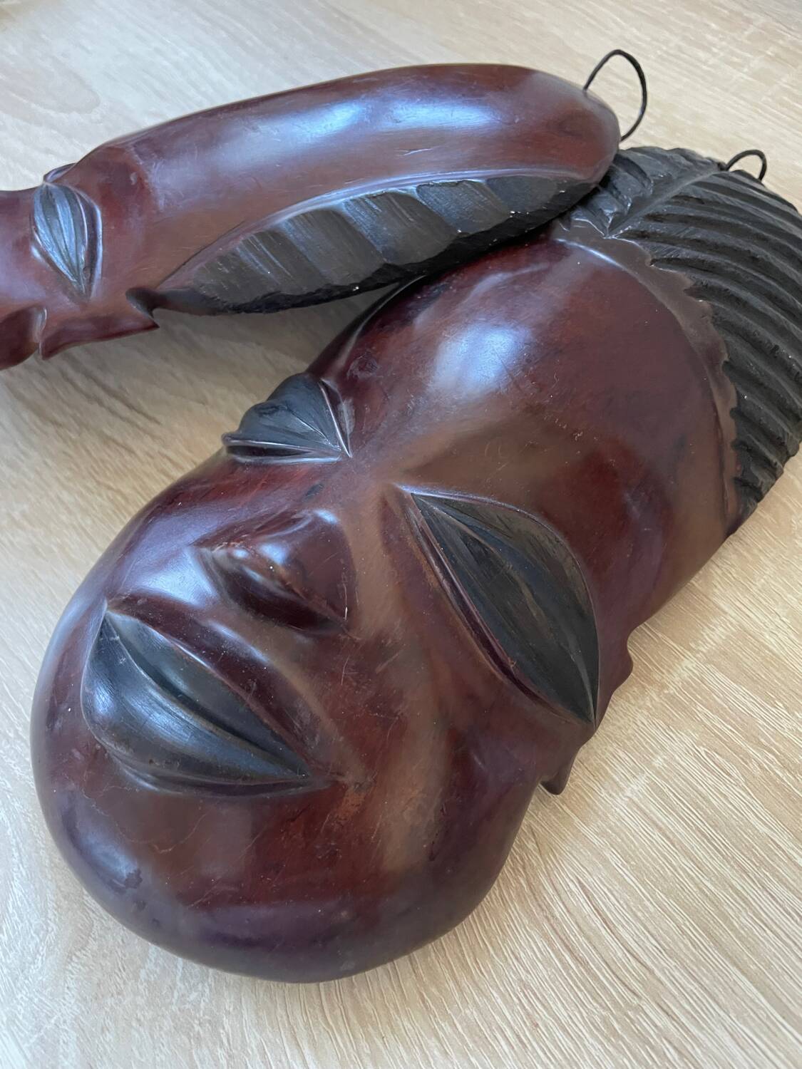 African masks in vintage ebony wood