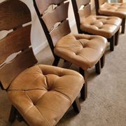 Set of 4 brutalist wooden chairs