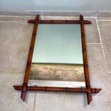 Miroir ancien en bois tourné