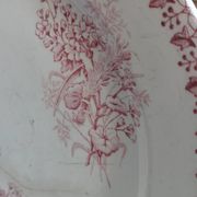 Flat round dish in pink iron earth Earthenware from Onnaing