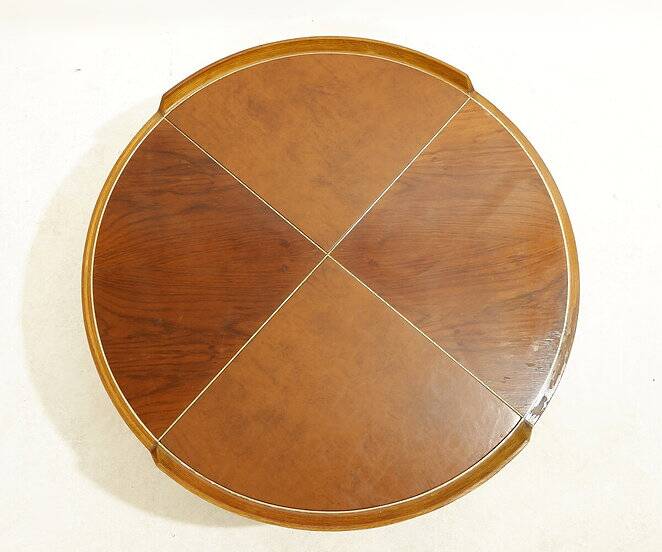 Mid-century wood and leather coffee table