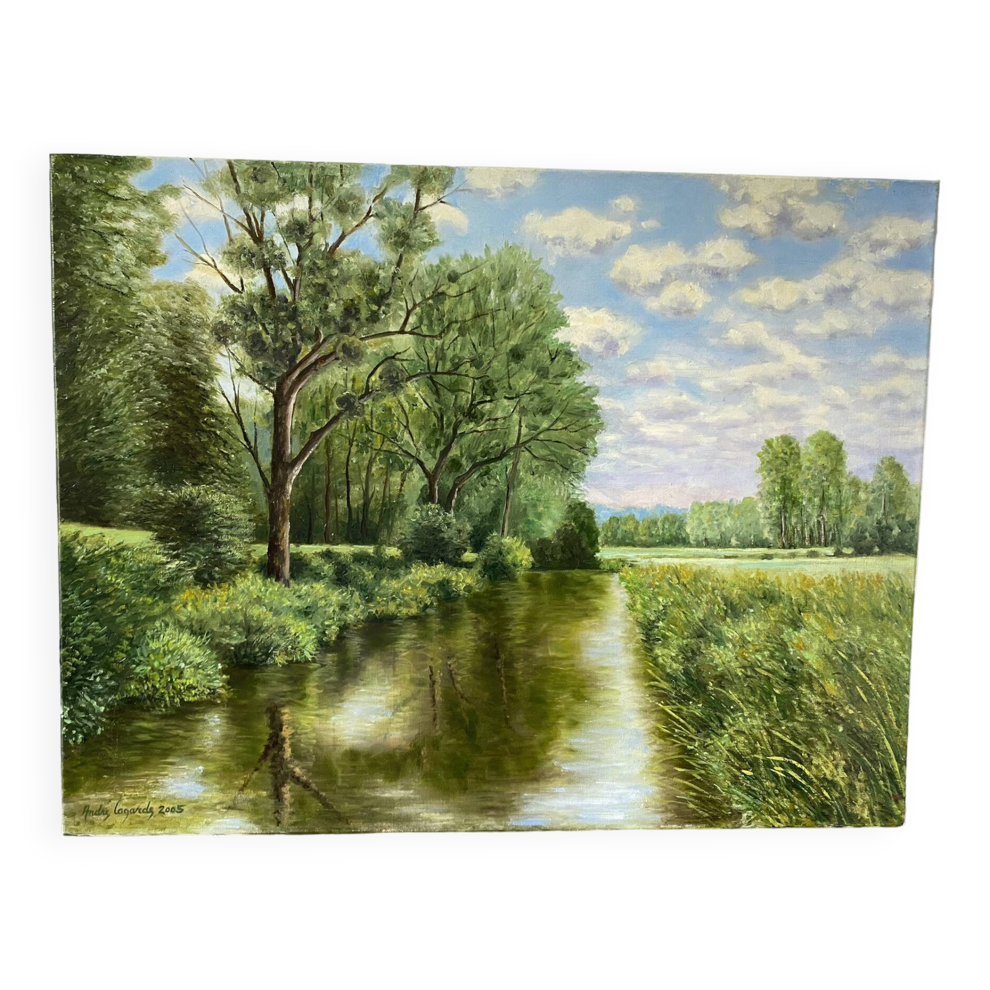 Green landscape signed in 2005