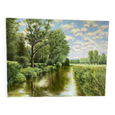 Paysage verdoyant signé de 2005