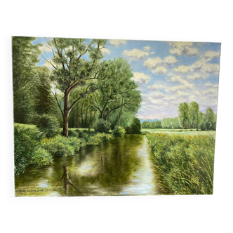 Green landscape signed in 2005