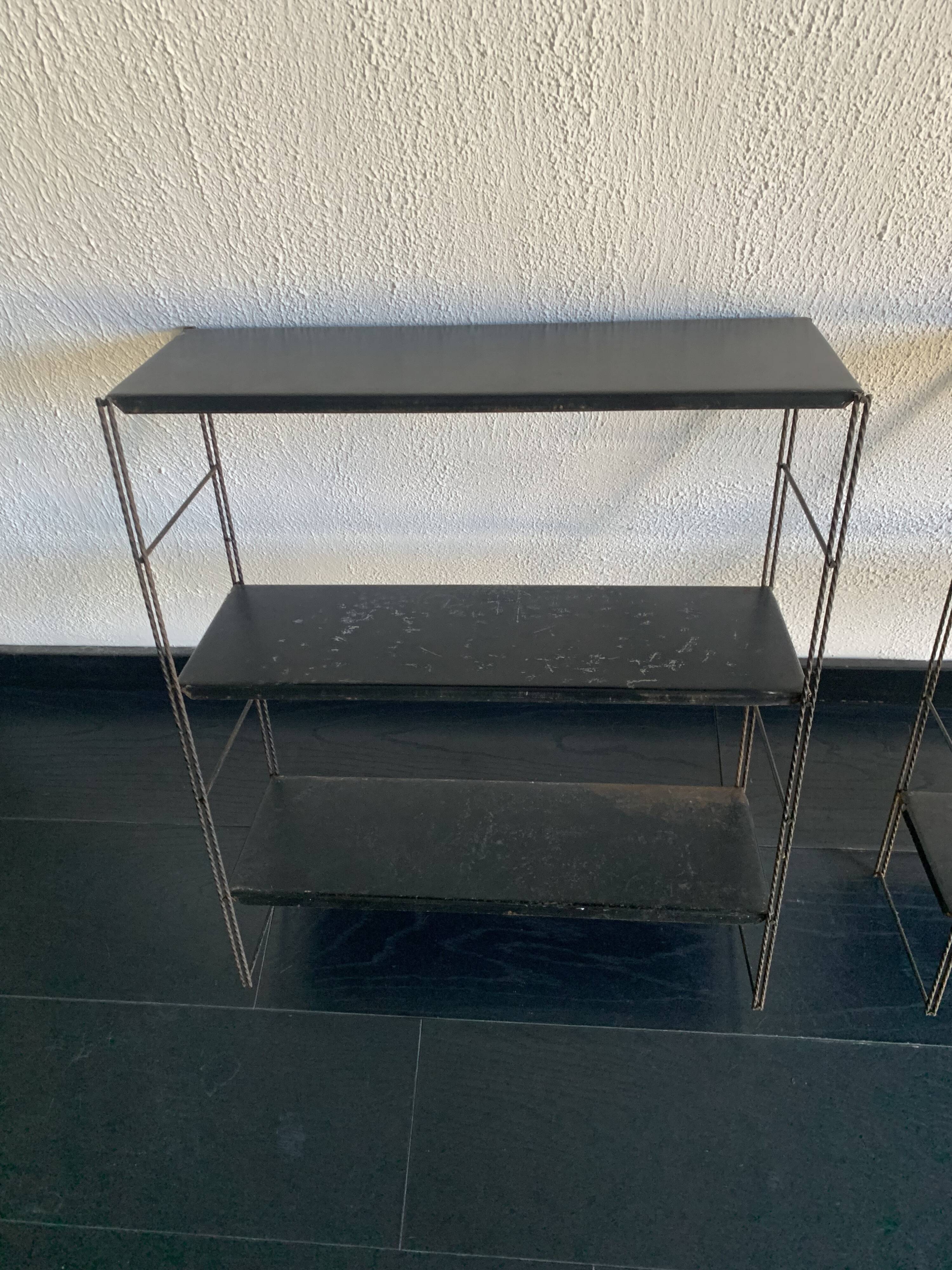 Paire étagères vintage 1960 string noires  - 49 x 58 cm