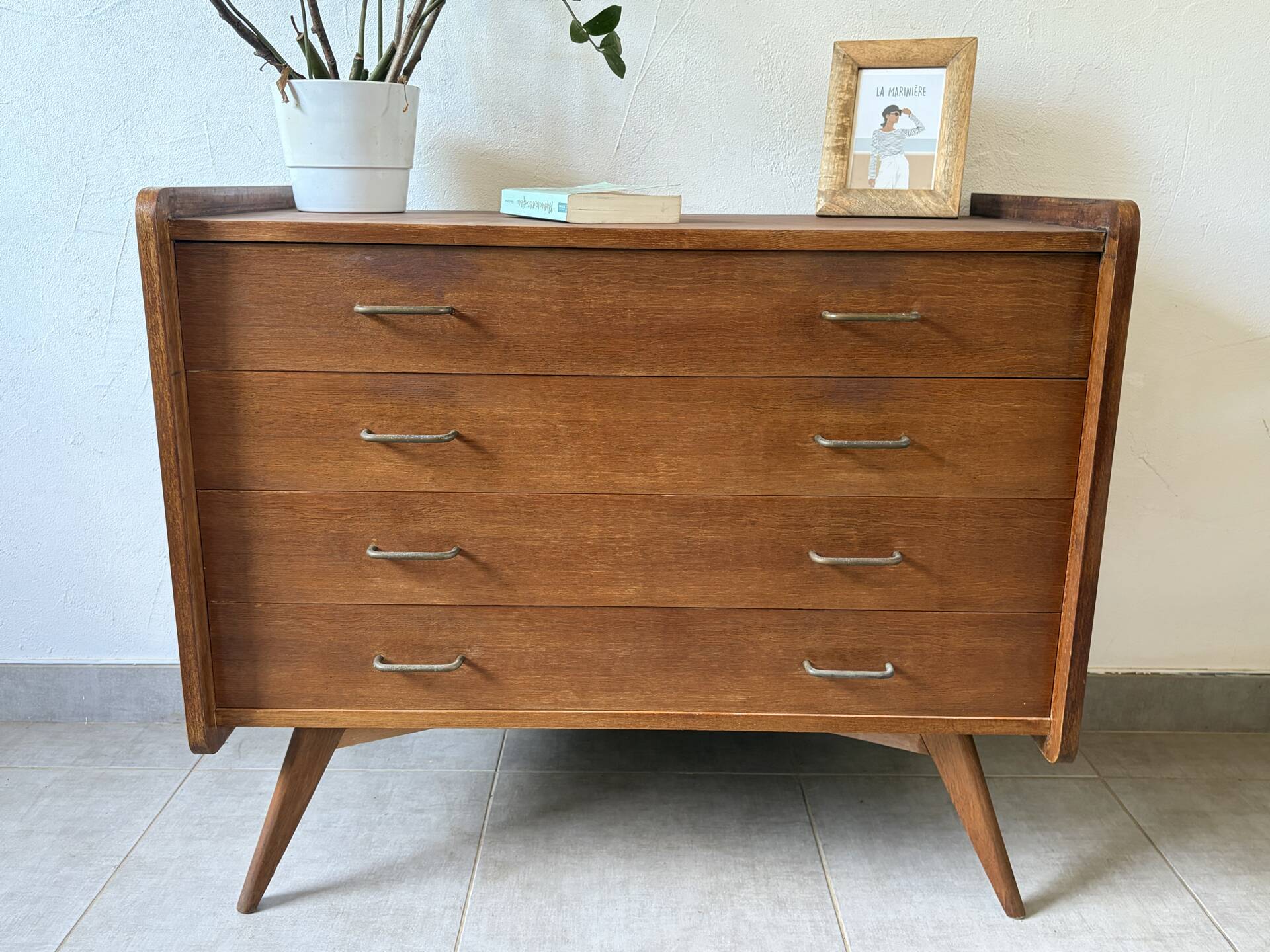 Vintage oak commode from the 1960s.
