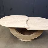 Vintage two tier travertine coffee table, 1970s