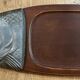 Plat poisson vintage bois et Métal– plateau de service saumon/truite –