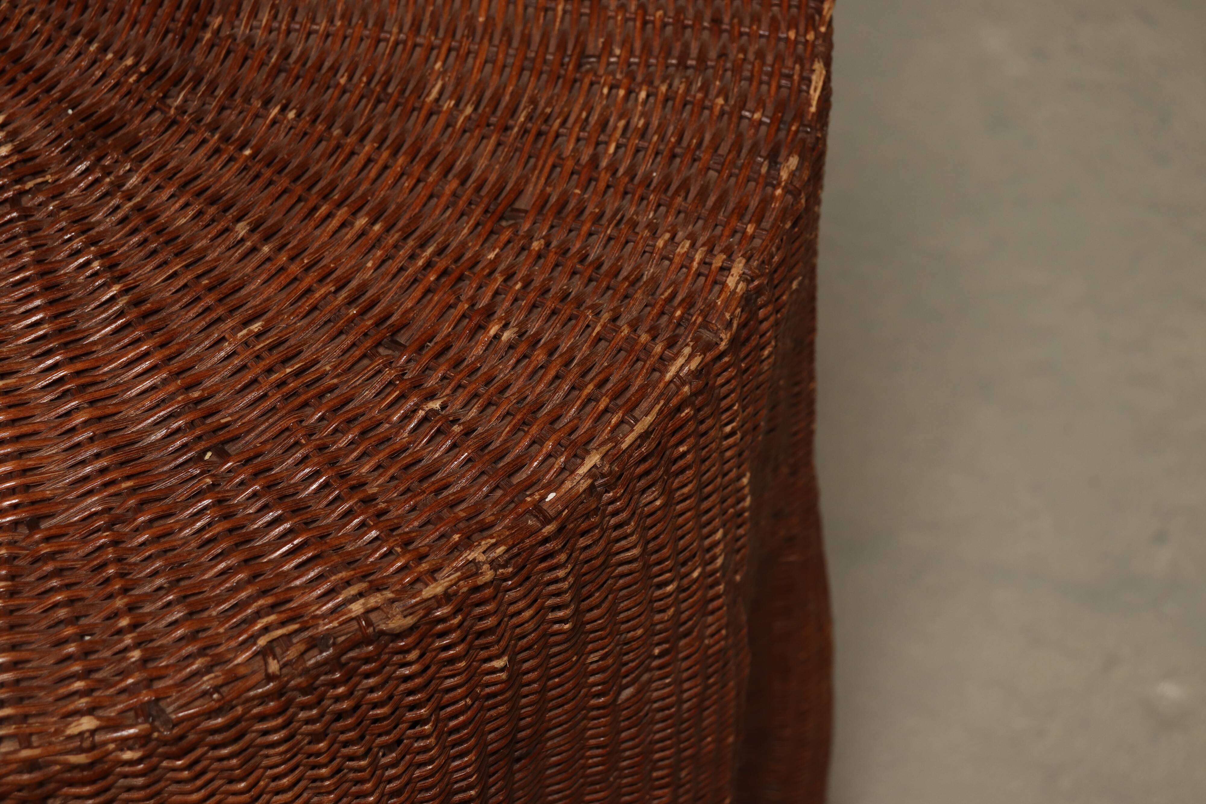 Wicker Ghost Drapery Side Table or Stand 1970s