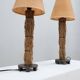 Pair of 1970s Italian decorative table lamps raphia & parchment