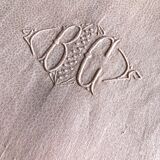 Old damsed tablecloth in linen and silk coral
