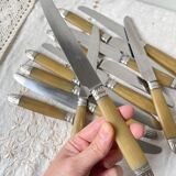 12 vintage Pradel stainless steel bakelite knives