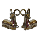 Paire de petits serre livres mouflons zoomorphe