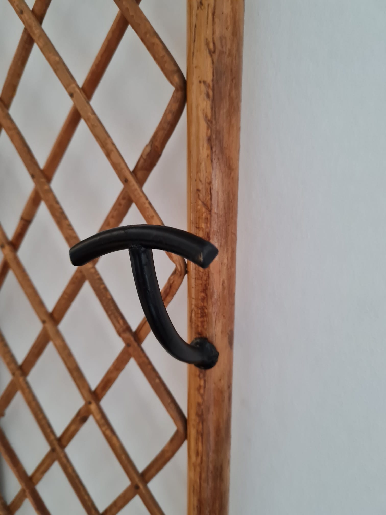 Rattan wall coat rack year 50s