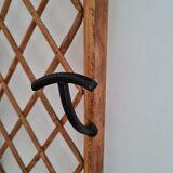 Rattan wall coat rack year 50s