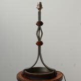 Lampe de table en cuir et en fer du milieu du siècle par Jean-Pierre Ryckaert