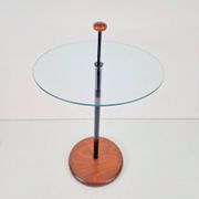 Postmodern Side Table with Ball Handle and Glass Top, 1980s