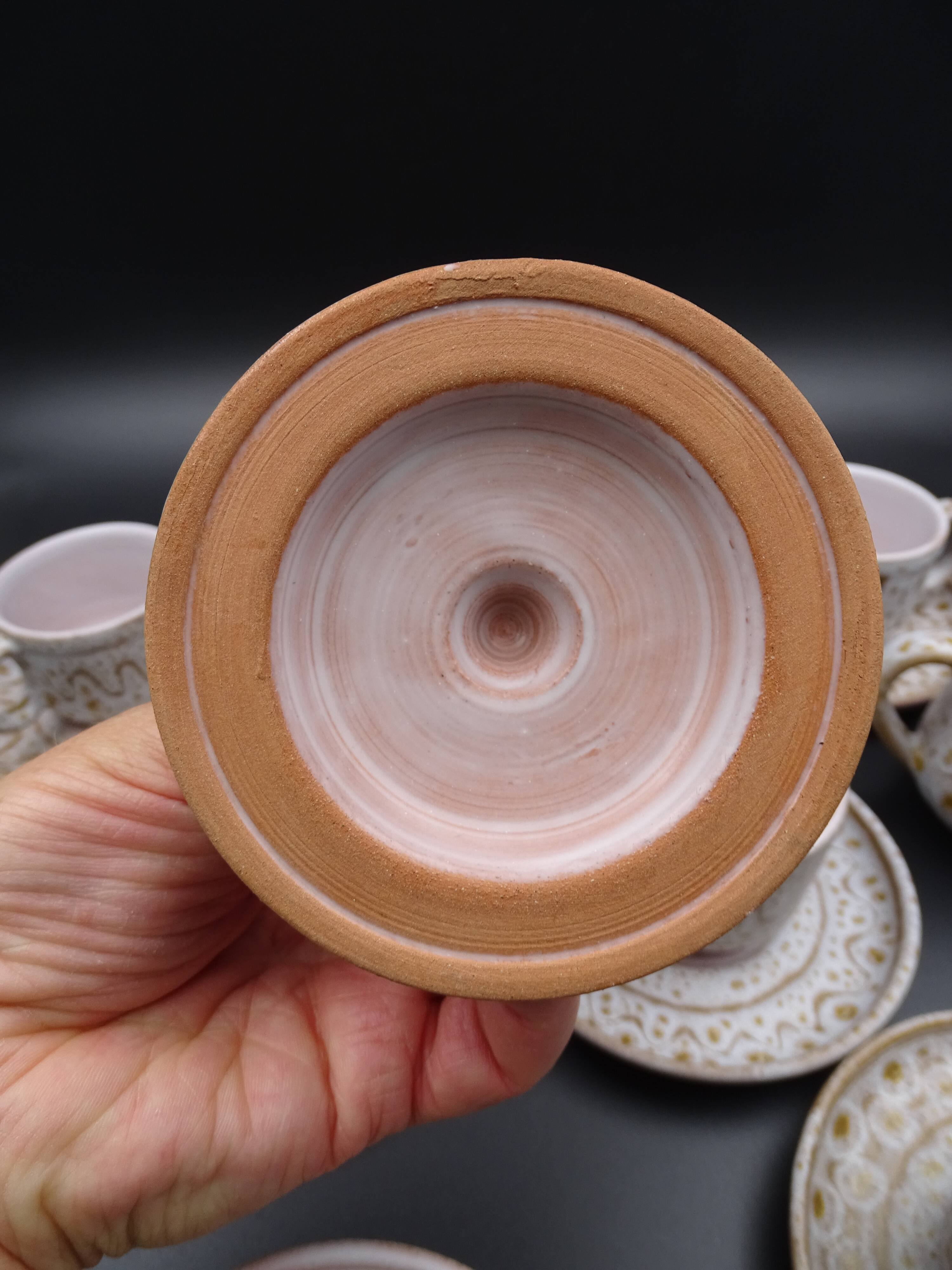 Earthenware coffee service signed Jean Austruy Vallauris around 1970 - Cups - saucers - milk pot