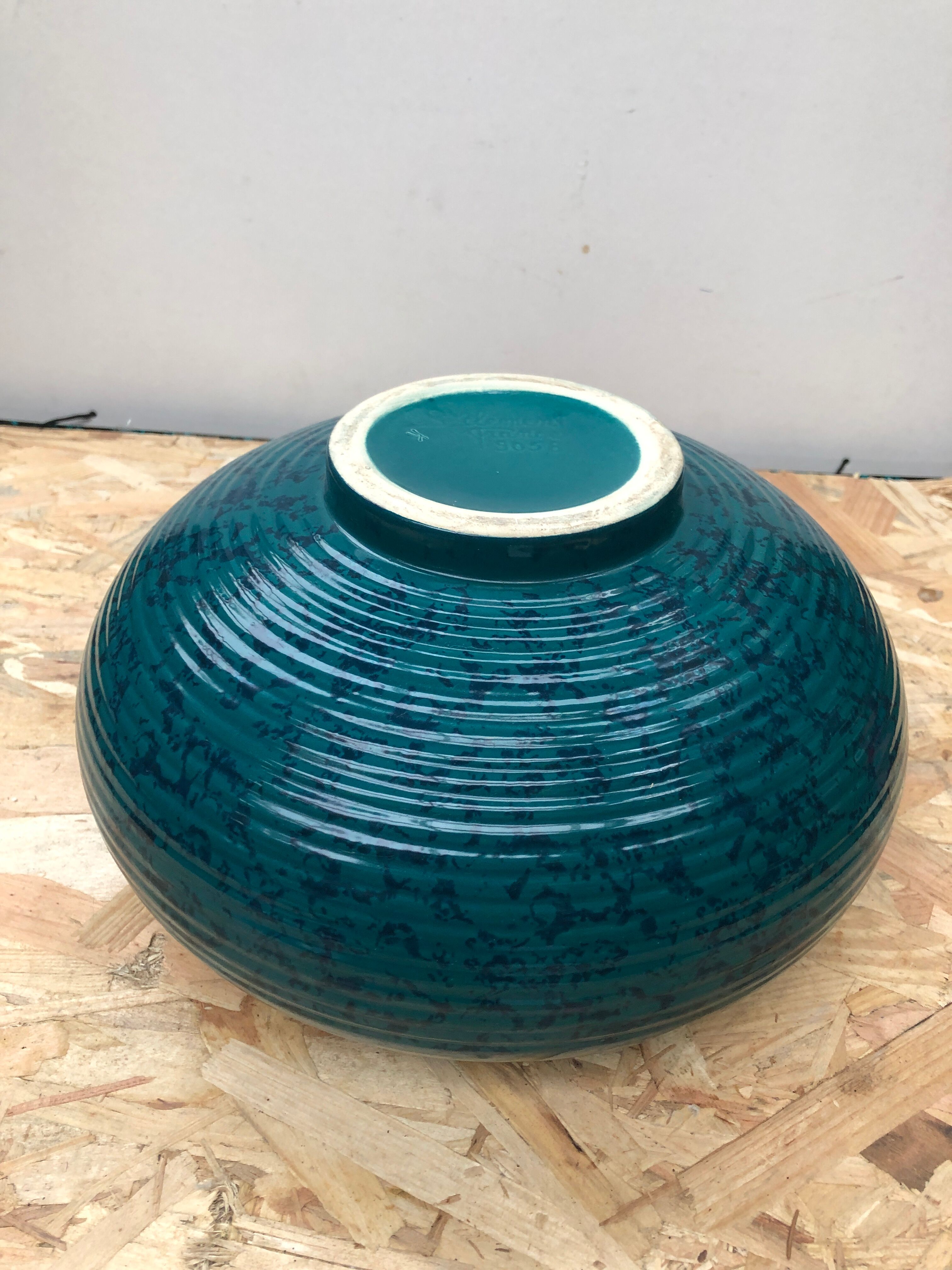 Old vase st clément ref 9058 ceramic blue green made in france vintage