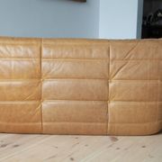 Camel brown leather Togo 2-seater sofa attributed to Michel Ducaroy for Ligne Roset