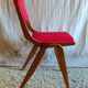 Solid wood chair with red fabric - 50's design