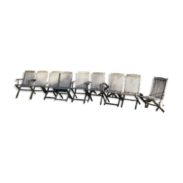 Chaises et fauteuils de jardin pliants en Teck chevillé River Han