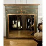Mirror trumeau ancient in wood sculpted style Louis XVI 19th, 135x134