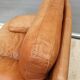 Fauteuil club lounge cuir cognac design 1970