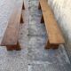 Pair of oak old farm benches 2m71