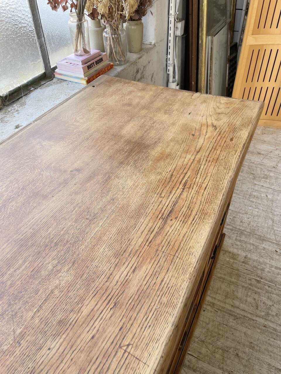 XXL solid oak counter sideboard