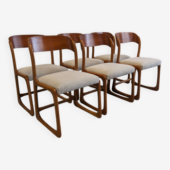 Série de 6 chaises traineau Baumann des années 60/70