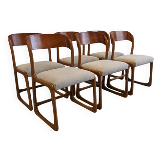 Série de 6 chaises traineau Baumann des années 60/70