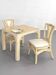 1970s rattan table with stone marquetry and matching chairs.