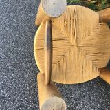 Low wooden chair and straw 50s