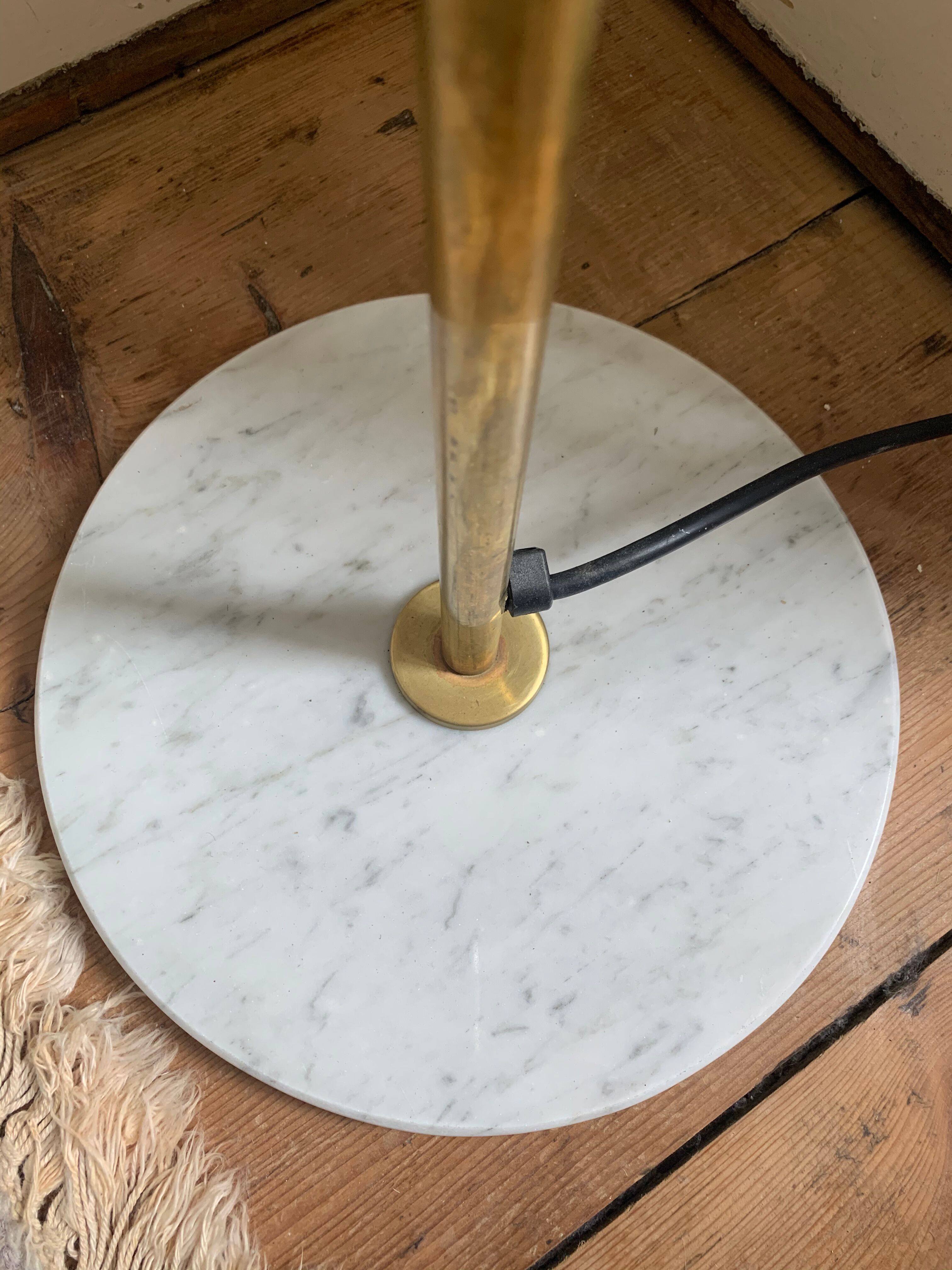 Italian mid century floor lamp brass & opal glass 1950