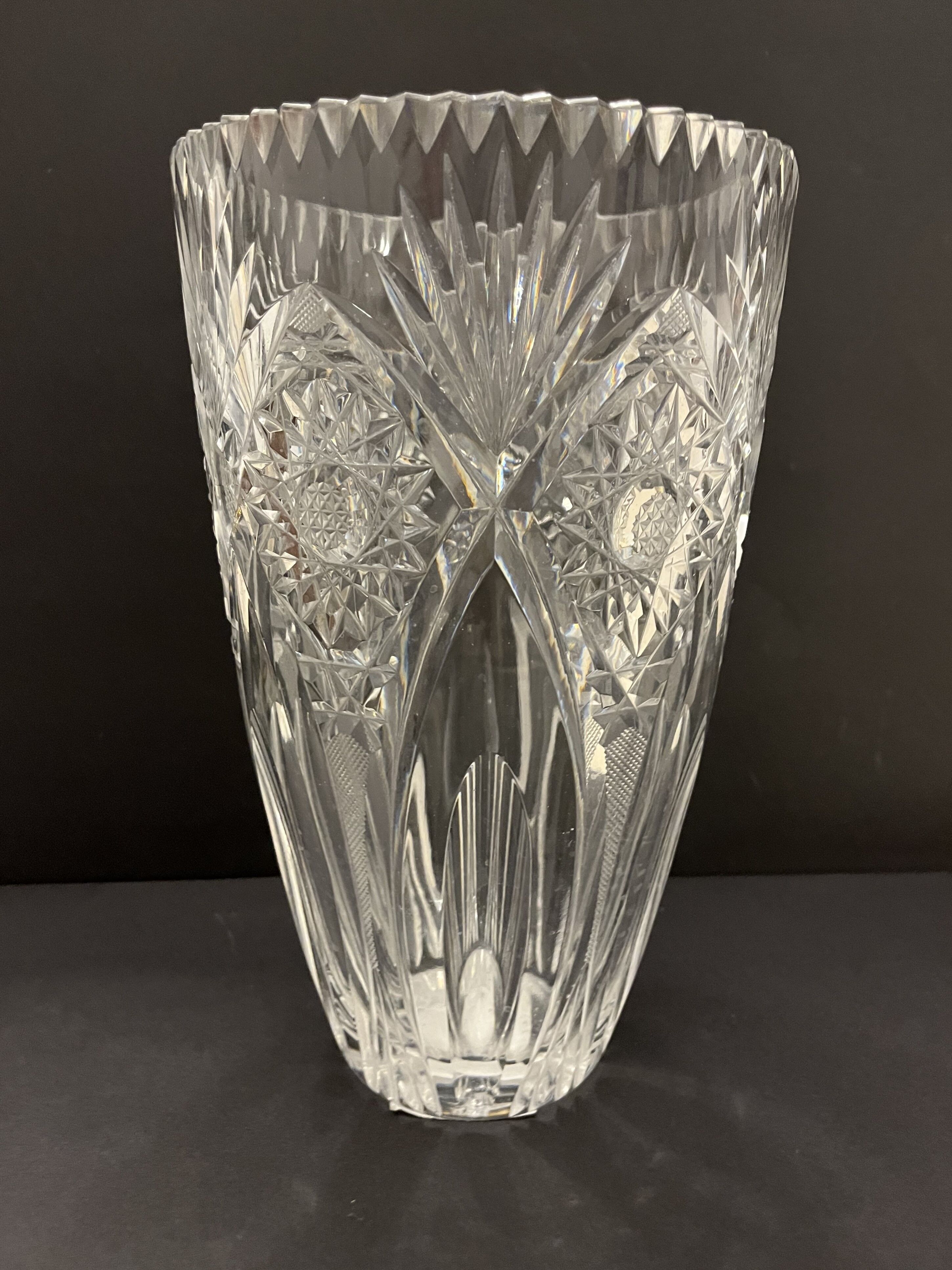 Carved crystal vase