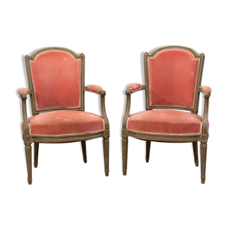 Paire de fauteuils cabriolets d'époque Louis XVI vers 1770