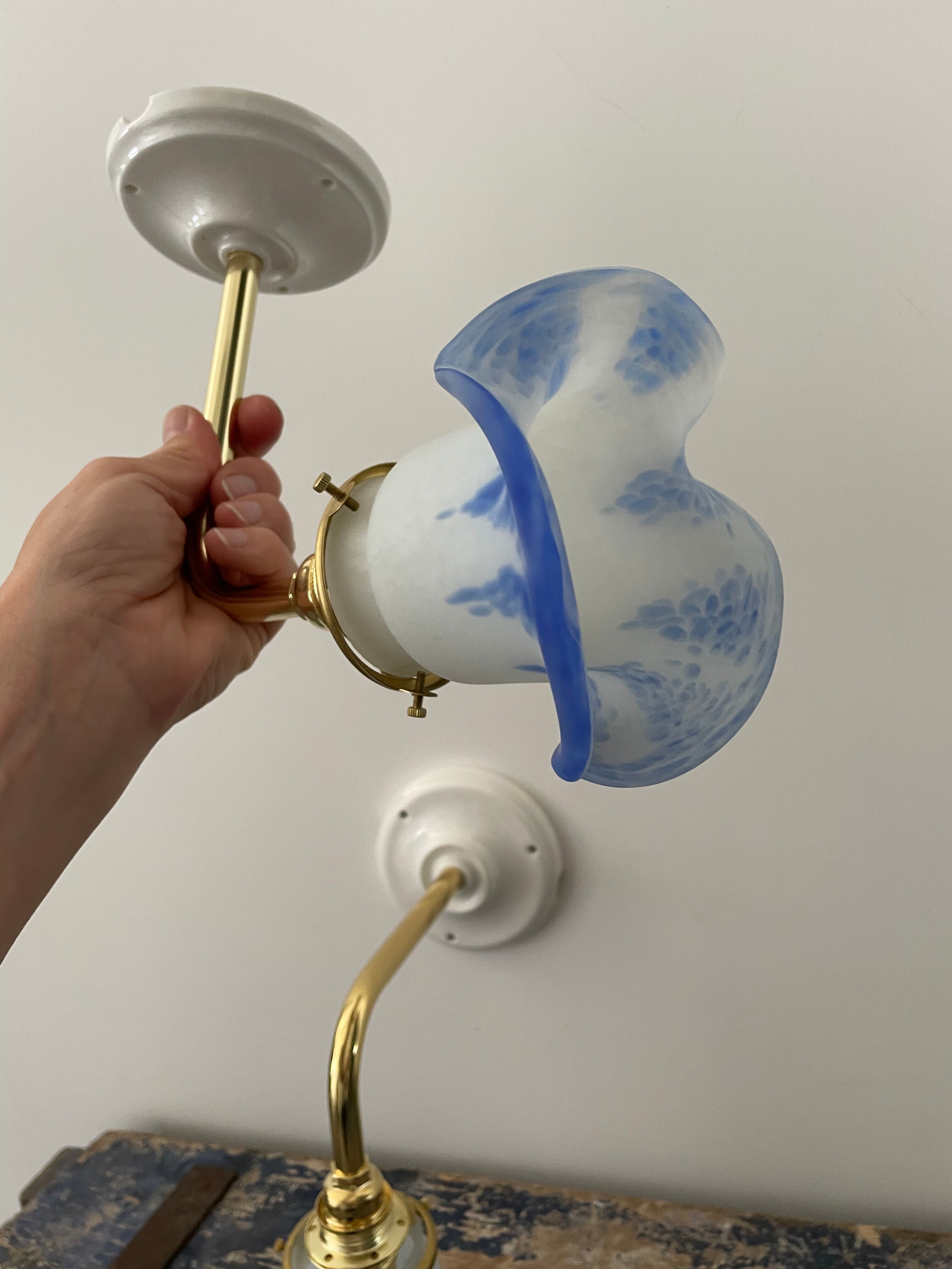 Pair of art deco wall lamps electrified to nine