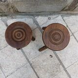Pair of brutalist tripod stool