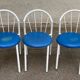 Vintage bistro garden chair in white tubular steel and blue leather from the 1980s.